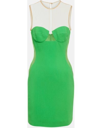 Stella McCartney Mesh-paneled Crepe Minidress - Green