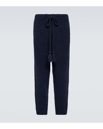 Alanui Wind Rose Ribbed-knit Sweatpants - Blue
