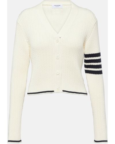 Thom Browne Cropped Cable-knit Wool Sweater Vest - Natural