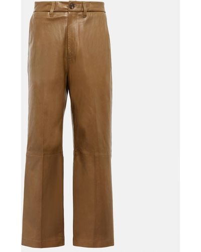 Polo Ralph Lauren High-rise Wide-leg Leather Pants - Brown