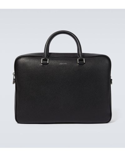 Zegna Edgy Leather Briefcase - Black