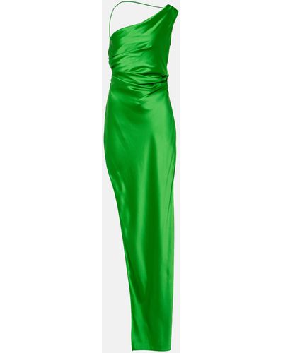 The Sei Asymmetric Silk Satin Gown - Green