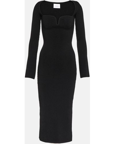 Galvan London Gaia Ribbed-knit Midi Dress - Black