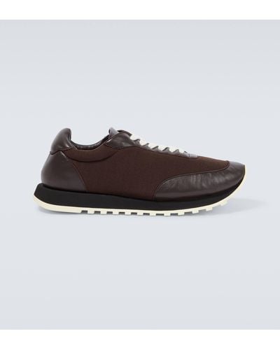 The Row Owen Runner Leather-trimmed Sneakers - Brown