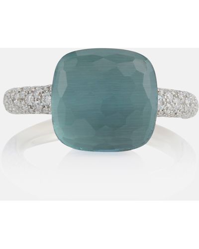 Pomellato Nudo 18kt Gold Ring With Topaz And Diamonds - Blue