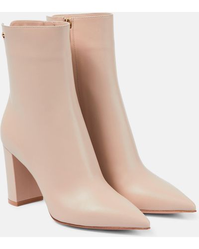 Gianvito Rossi Piper 85 Leather Ankle Boots - Natural
