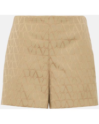 Valentino Toile Iconographe Logo Cotton-blend Shorts - Natural