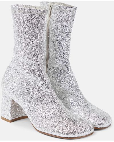 Dries Van Noten Glitter Ankle Boots - White