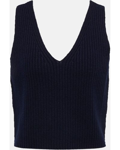 Eres V-neck Wool And Cashmere Top - Blue