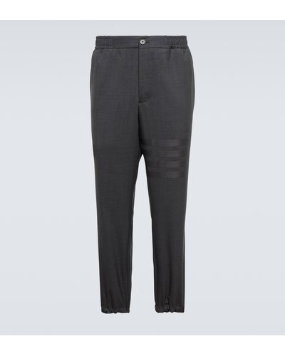 Thom Browne 4-bar Cuffed Wool Pants - Grey