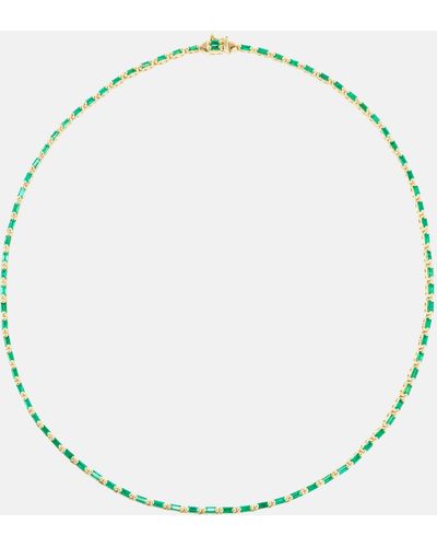 Suzanne Kalan Linear 18kt Gold Tennis Necklace With Emeralds - Metallic