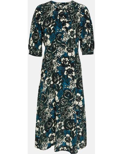 Max Mara S Max Mara Bronzo Floral-print Silk Midi Dress - Green