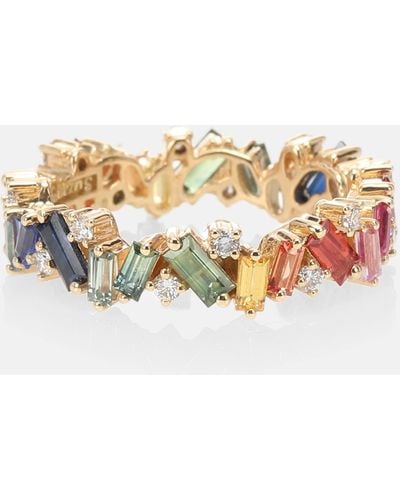 Suzanne Kalan Rainbow Frenzy 18kt Gold, Diamond And Sapphire Ring - White