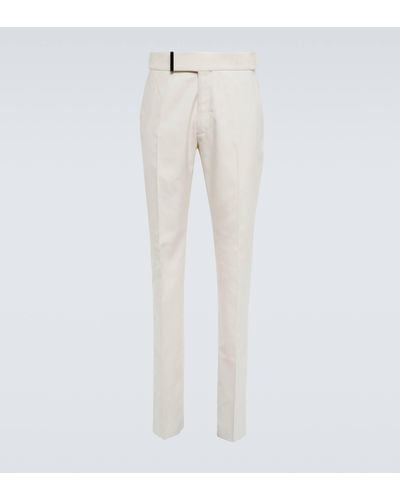 Tom Ford Mid-rise Slim Silk And Wool Pants - White