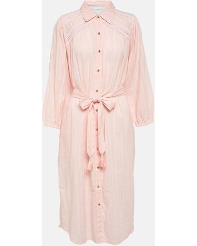 Melissa Odabash Cressida Belted Cotton Shirt Dress - Pink