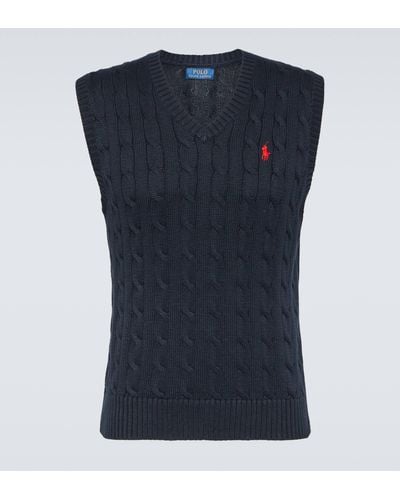 Polo Ralph Lauren Cable-knit Cotton Sweater Vest - Blue