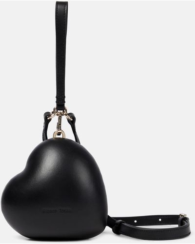 Simone Rocha Micro Heart Leather Shoulder Bag - Black