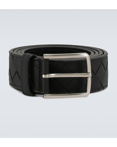 Bottega Veneta Intrecciato Leather Belt - Black