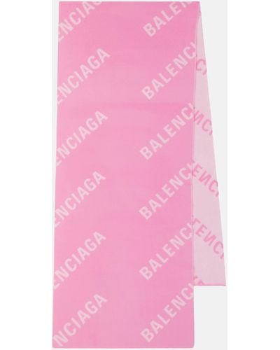 Balenciaga Logo Intarsia Wool Scarf - Pink