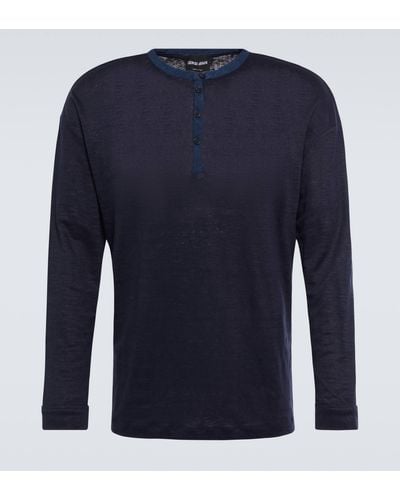 Giorgio Armani Linen Jersey Top - Blue