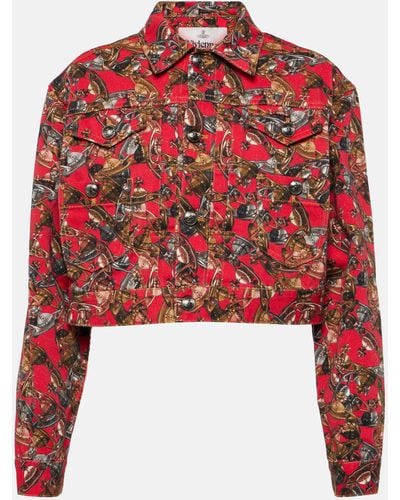 Vivienne Westwood Printed Cropped Denim Jacket - Red