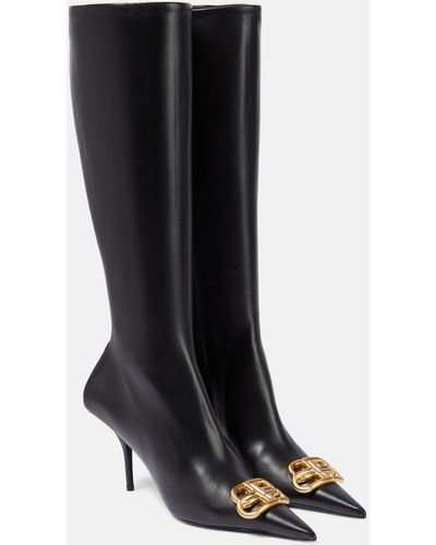 Balenciaga Knife Bb Leather Knee-high Boots - Black