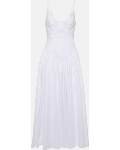 STAUD Dena Cotton Poplin Maxi Dress - White