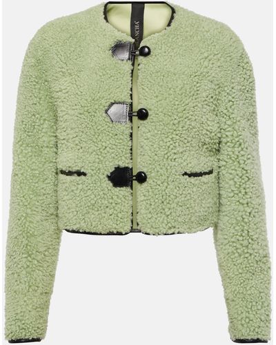Blancha Leather-trimmed Shearling Jacket - Green