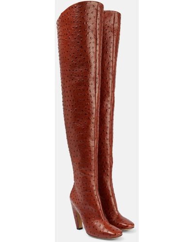Bottega Veneta Canalazzo Leather Over-the-knee Boots - Red