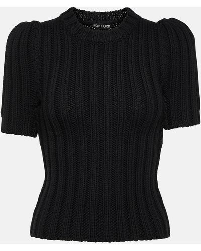 Tom Ford Ribbed-knit Virgin Wool T-shirt - Black