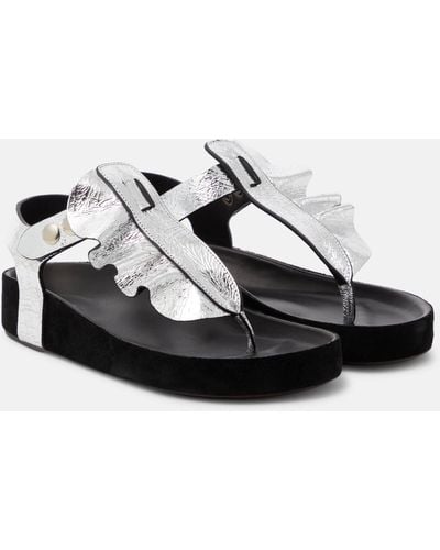 Isabel Marant Isela Metallic Leather Sandals - Black