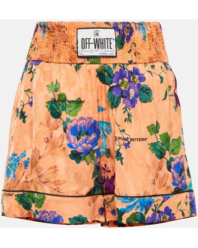 Off-White c/o Virgil Abloh Floral Jacquard Pyjama Shorts - Orange