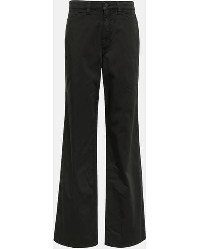 Lemaire High-rise Cotton Satin Pants - Black