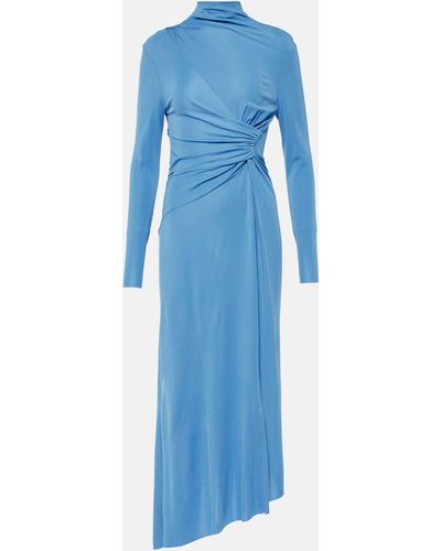 Victoria Beckham Asymmetric Jersey Midi Dress - Blue