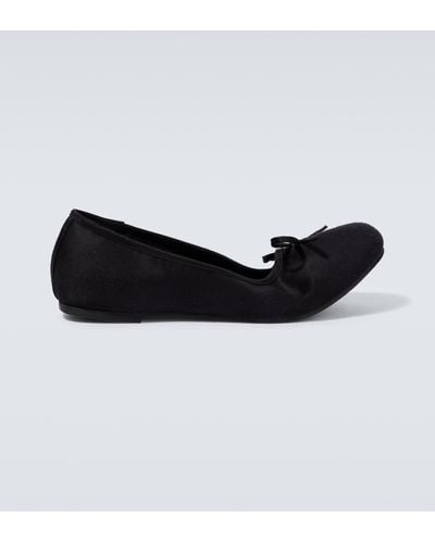 Balenciaga Leopold Satin Flats - Black