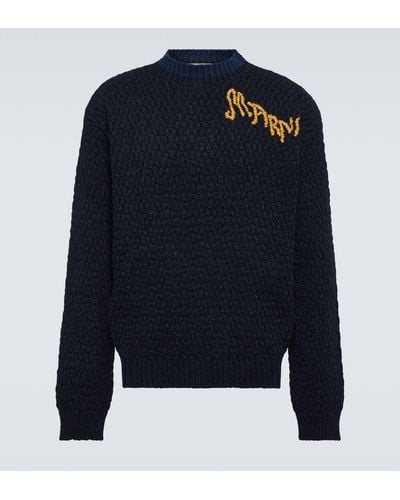 Marni Logo Virgin Wool Sweater - Blue