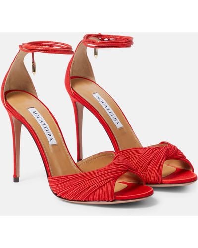 Aquazzura Bellini Beauty 105 Satin Sandals - Red