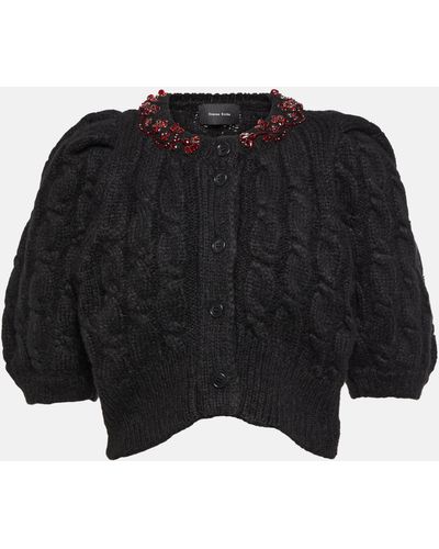 Simone Rocha Cable-knit Alpaca-blend Cardigan - Black