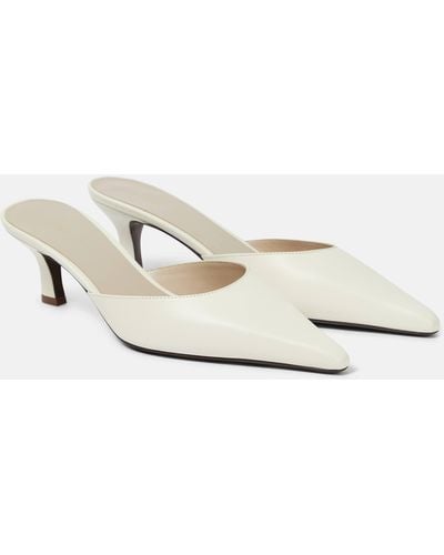 The Row Cybil Leather Mules - White