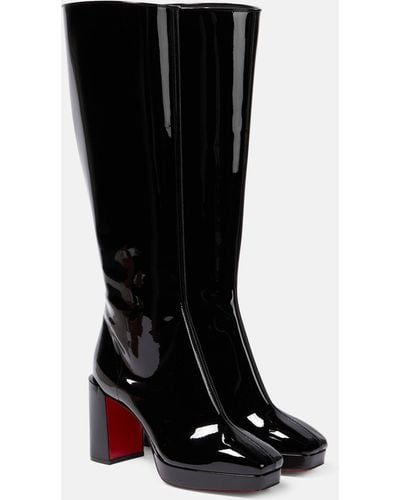 Christian Louboutin Alleo 90 Patent Leather Knee-high Boots - Black