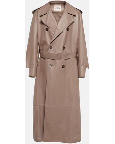 Tod's Leather Trench Coat - Brown