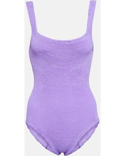 Hunza G Square Neck Swimsuit - Purple