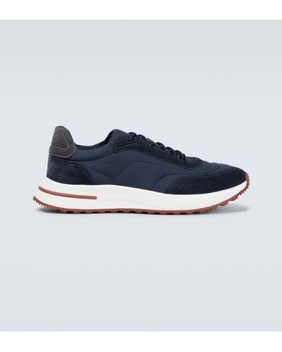 Loro Piana Weekend Walk Suede-trimmed Sneakers - Blue