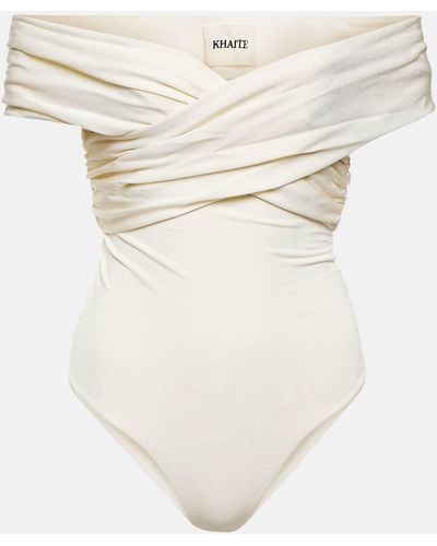Khaite Rafael Off-shoulder Crepe Bodysuit - White