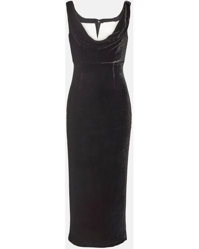 Roland Mouret Off-shoulder Velvet Midi Dress - Black