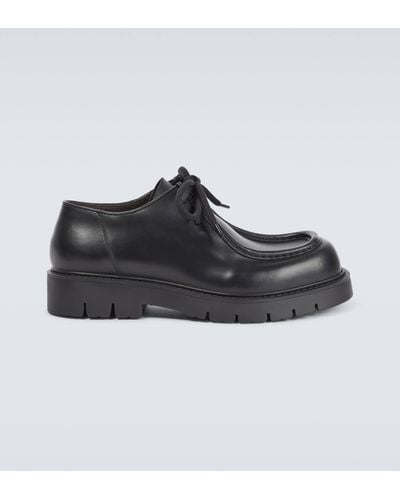 Bottega Veneta Haddock Leather Derby Shoes - Black