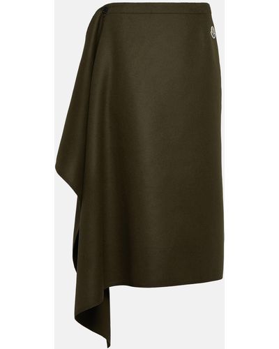 Moncler Wool And Cashmere Midi Skirt - Green