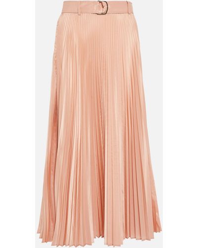 Max Mara Pleated Silk-blend Midi Skirt - Pink