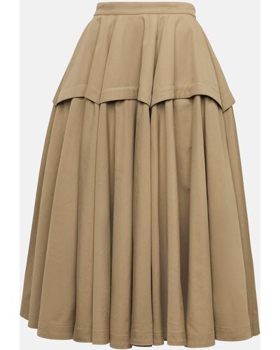 Bottega Veneta Cotton-blend Midi Skirt - Natural