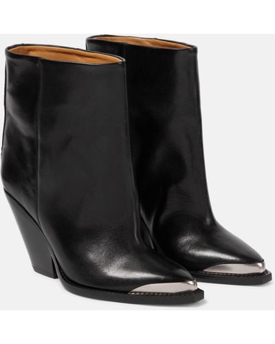Isabel Marant Ladel Leather Ankle Boots - Black